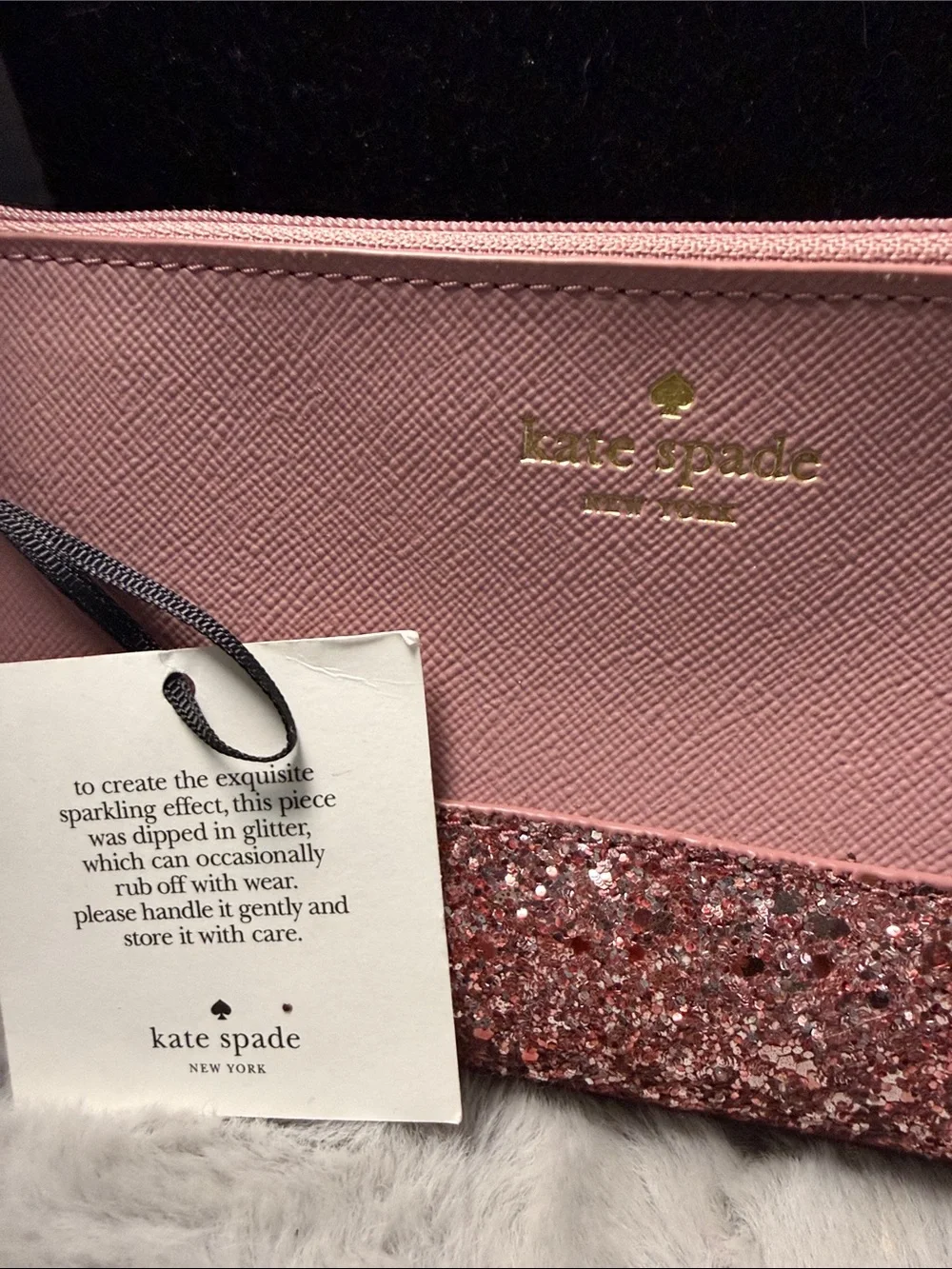 kate spade Pink Glitter Bottom Cosmetic Pouch